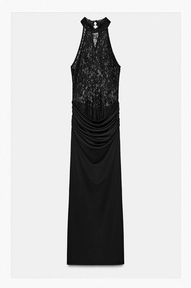 CONTRAST HALTER DRESS - Black by Zara