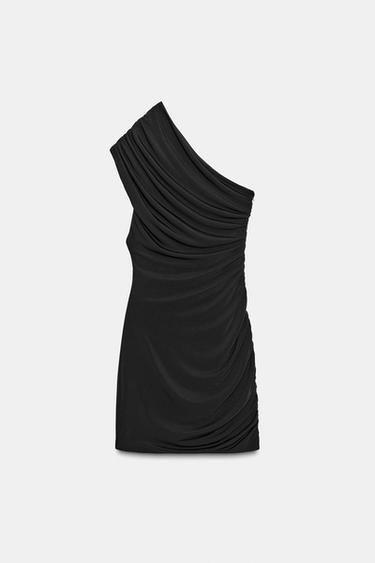 ROBE COURTE DRAPÉE PAILLETTES - Noir de Zara - Image 5