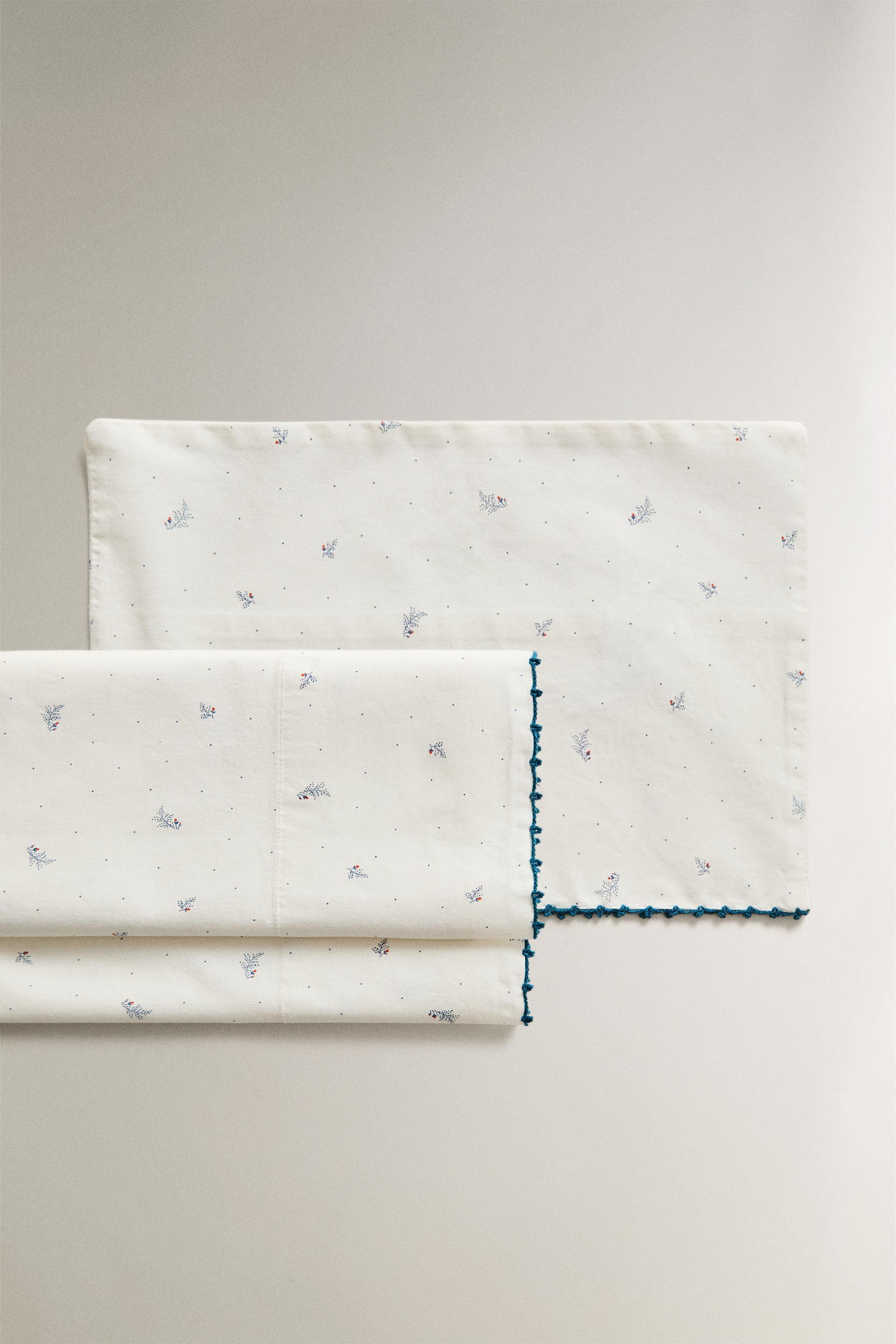 LEAF AND DOT MINICRIB SHEET SET — White / Navy
