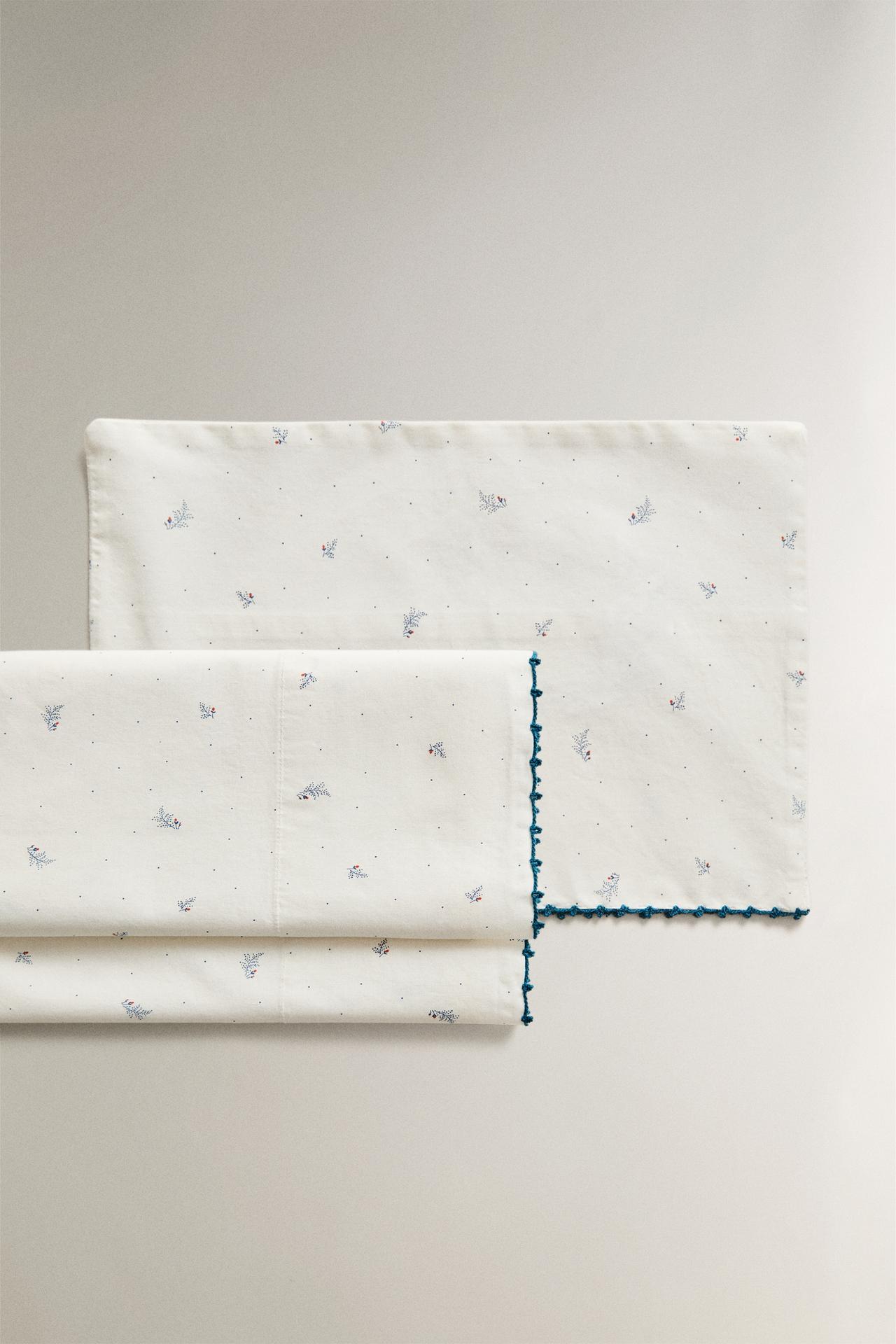 LEAF AND DOT MINICRIB SHEET SET — White / Navy