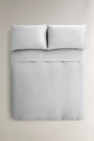 PERCALE DUVET COVER (200 THREAD COUNT) - Light grey by Zara