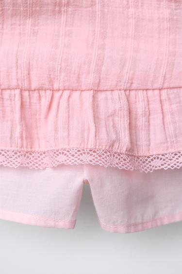 JUPE-SHORT DENTELLE - Rose de Zara - Image 3