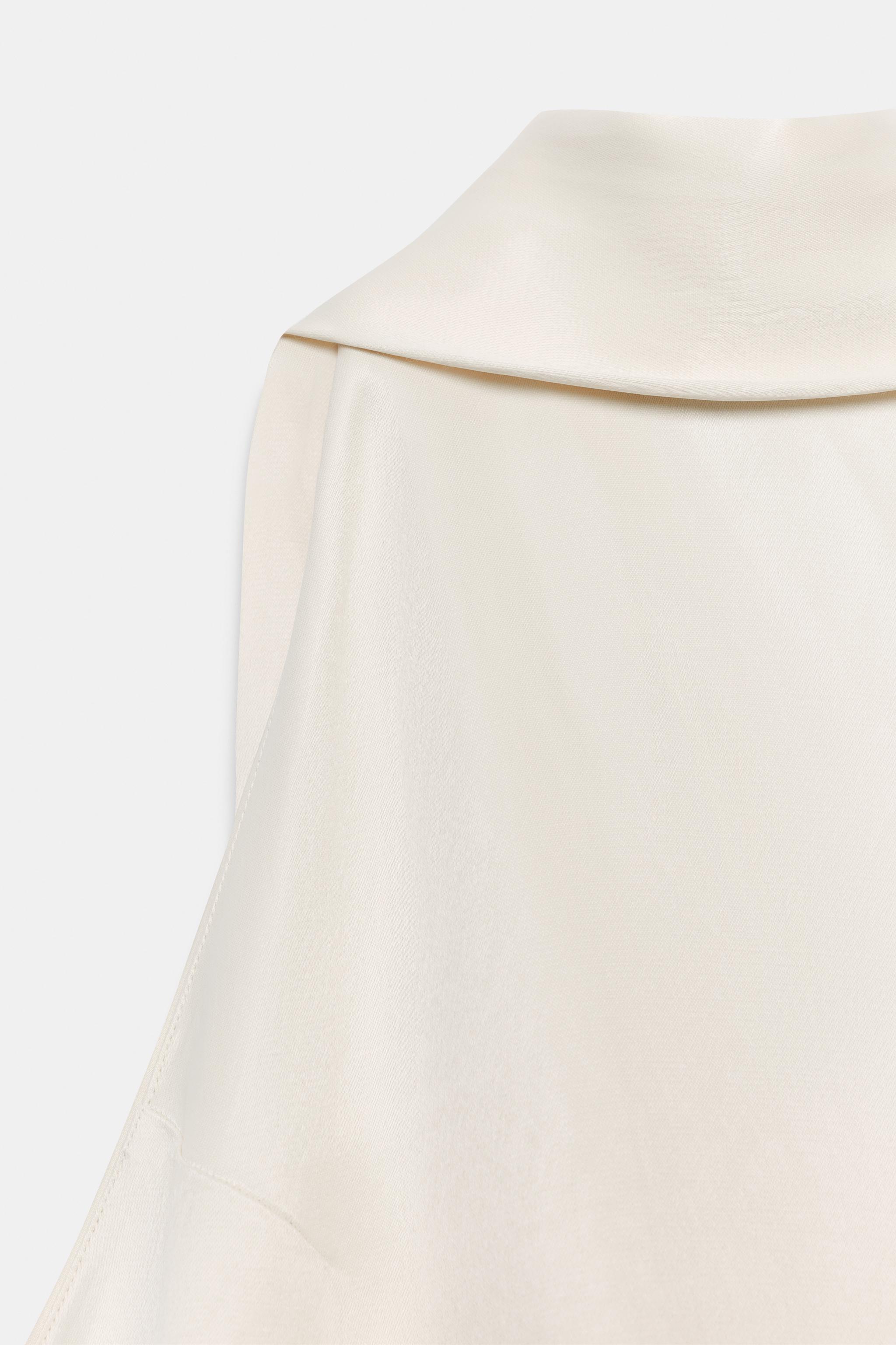 Женские рубашки Zara ZW COLLECTION ASYMMETRICAL TIE-NECK TOP — фото 9