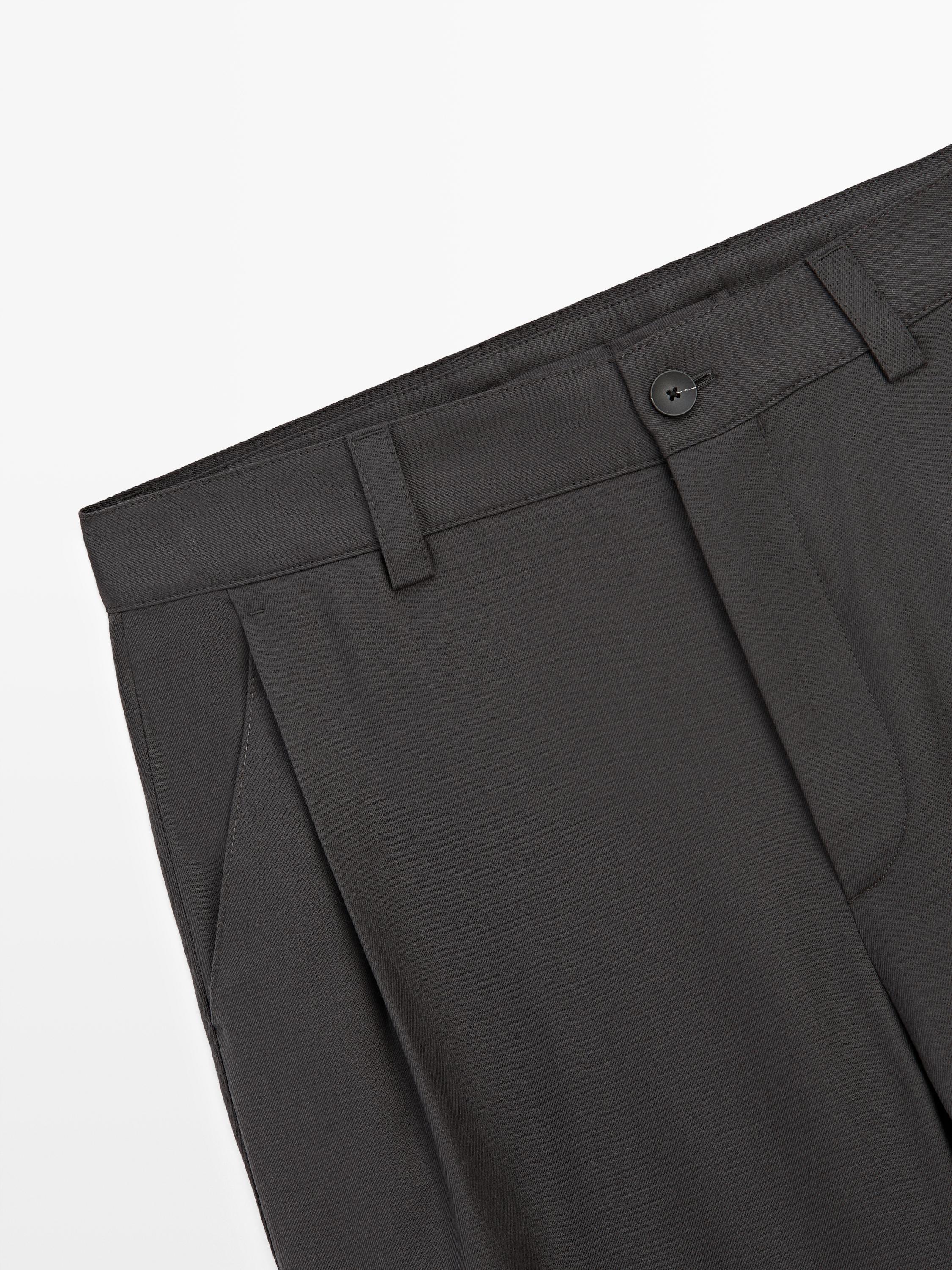 Relaxed fit wool blend trousers