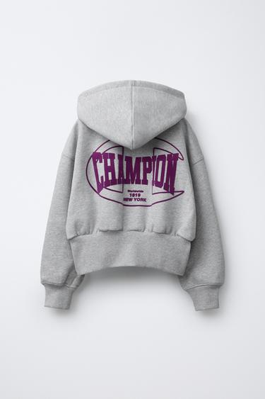 SWEAT ZIPPÉ INSCRIPTION FLOQUÉE CHAMPION ® X ZARA - Gris chiné de Zara - Image 1