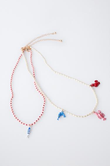 PACK OF TWO NECKLACES WITH PEARLS AND SEA BEADS - White by Zara - Image 1