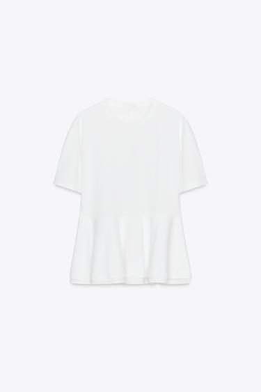 PEPLUM T-SHIRT - White by Zara