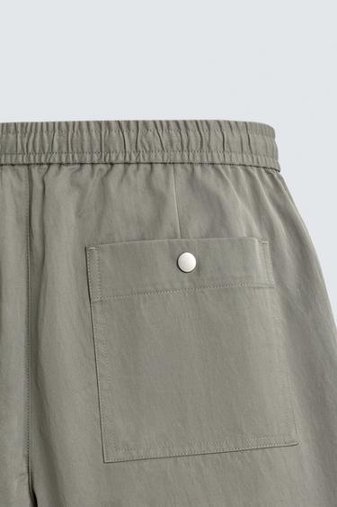CONTRAST TECHNICAL BERMUDA SHORTS - ecru/khaki by Zara - Image 9