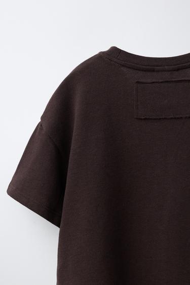 ENSEMBLE T-SHIRT ET PANTALON WIDE LEG UNIS - Marron de Zara - Image 6