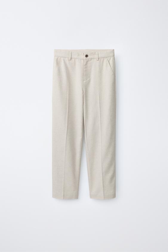 PANTALÓN TRAJE LINO - Crudo medio de Zara - Imagen 0