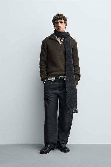 PURL KNIT ZIP-UP JUMPER - Chocolate by Zara