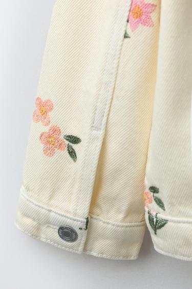 BLOUSON EN SERGÉ À FLEURS BRODÉES - Écru de Zara - Image 3