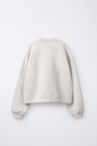 SWEATSHIRT AND PLUSH TROUSERS SET WITH SLOGAN - Sand / Marl by Zara - Image 2