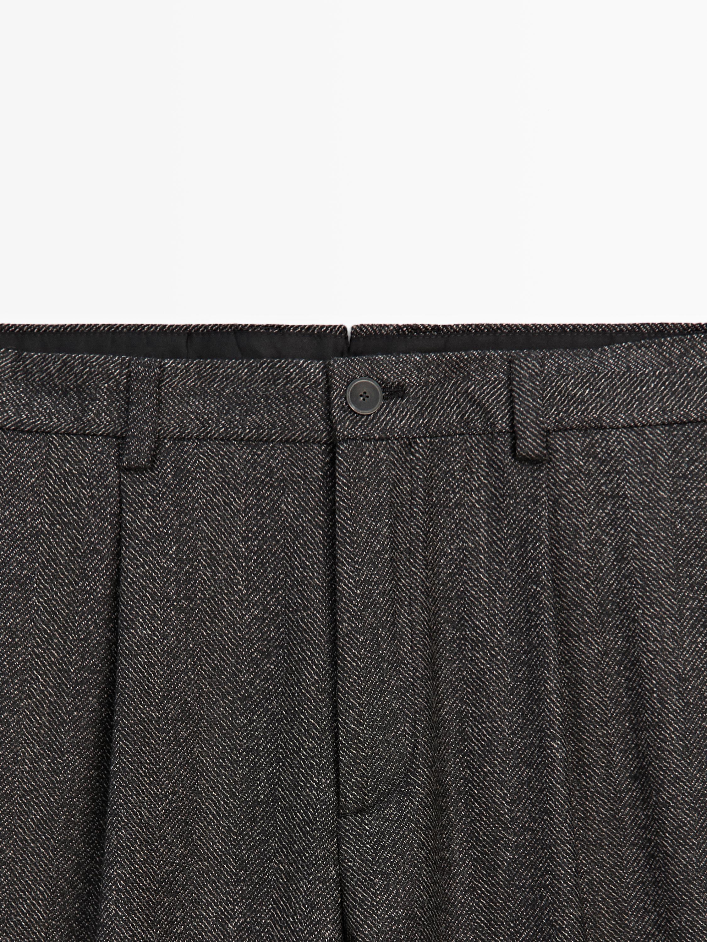 Pantalon à chevrons en laine mélangée - LIMITED