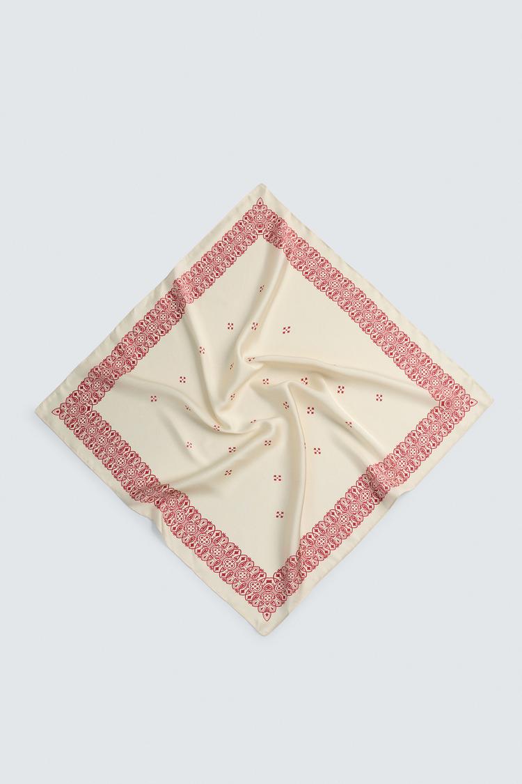 ZARA GEOMETRIC PRINT SATIN BANDANA