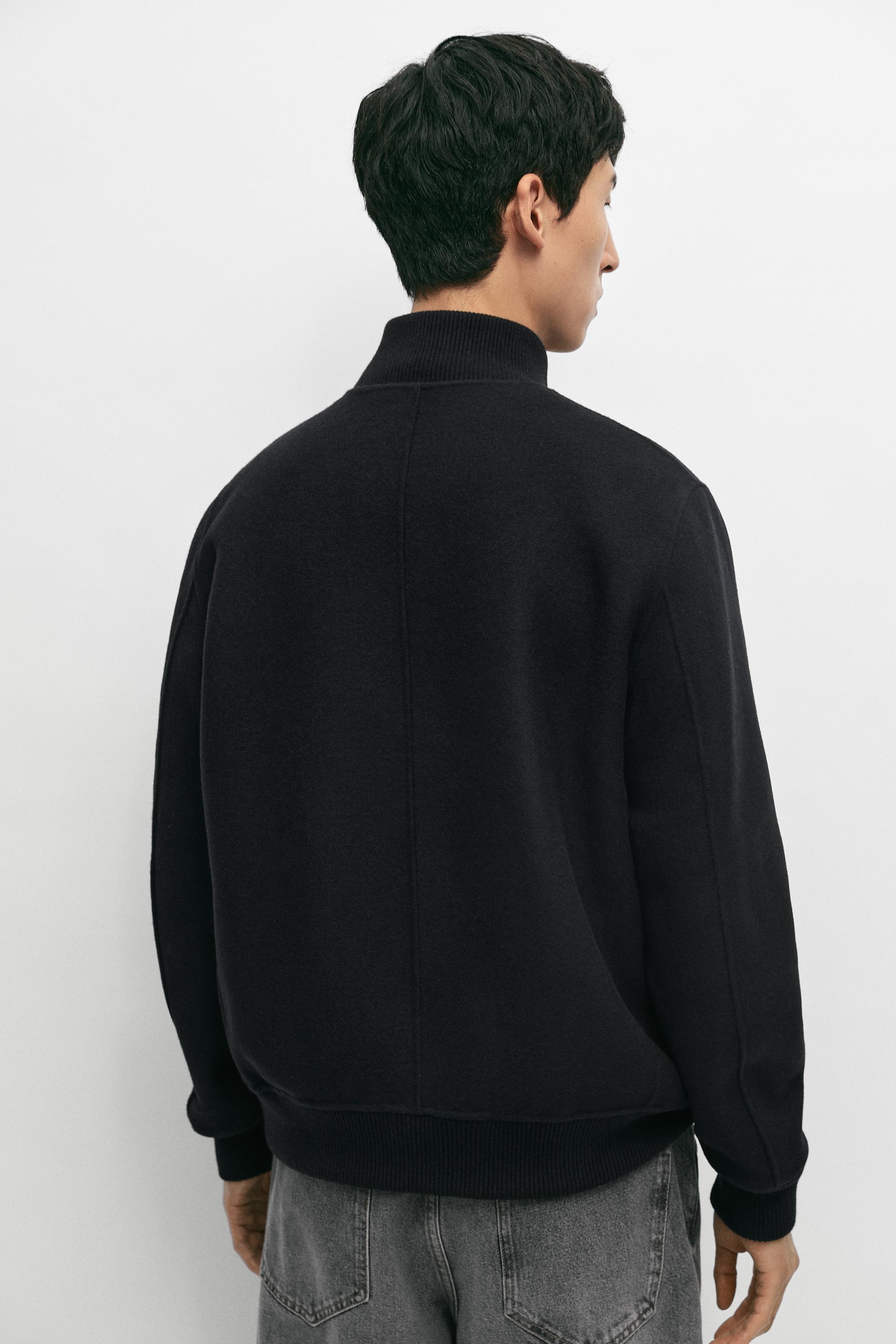 Wool blend pocket detail bomber jacket