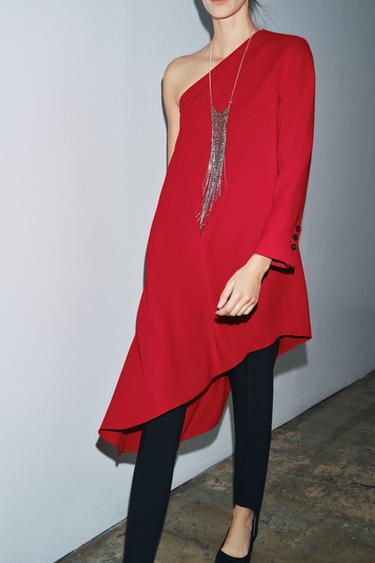 ROBE LONGUE ASYMÉTRIQUE ZW COLLECTION - Rouge de Zara - Image 4