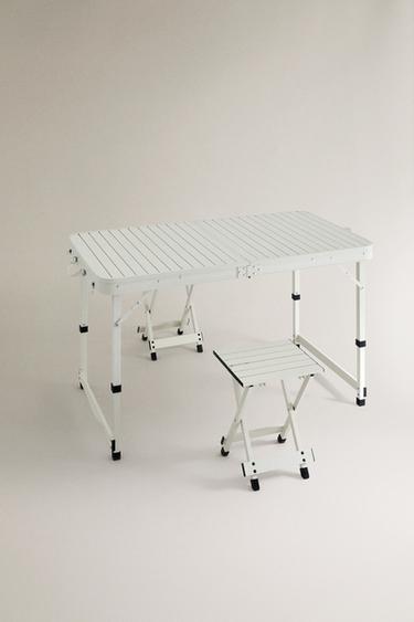 FOLDING BEACH STOOL AND TABLE SET (SET OF 3) - Ivory by Zara - Image 1