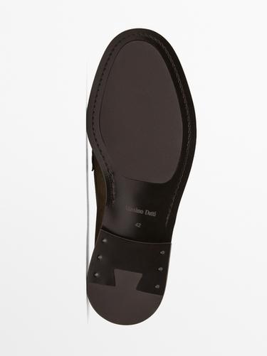 Zara Split suede penny loafers - taupe brown