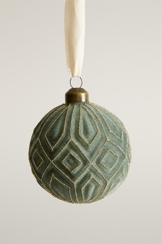 BOULE SAPIN LOSANGES NOËL - Vert de Zara - Image 0