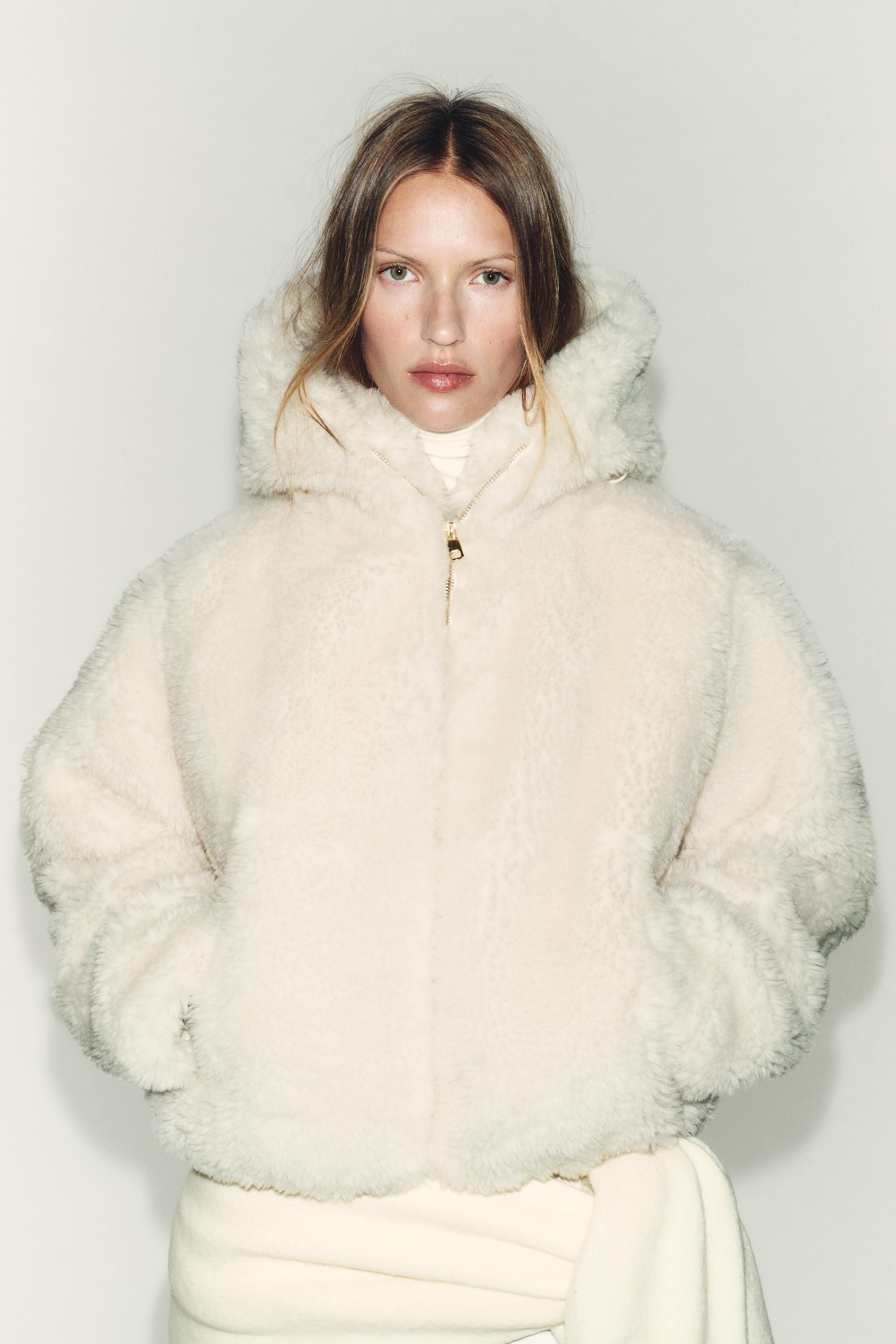 THERMAL INSULATED SHERPA HOODIE ANORAK - Ecru | ZARA United States