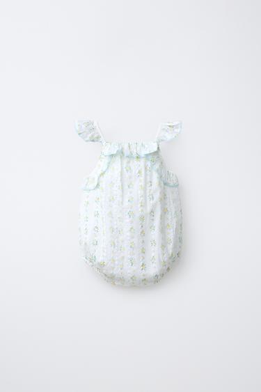BRODERIE ANGLAISE FLORAL ROMPER - White by Zara - Image 1