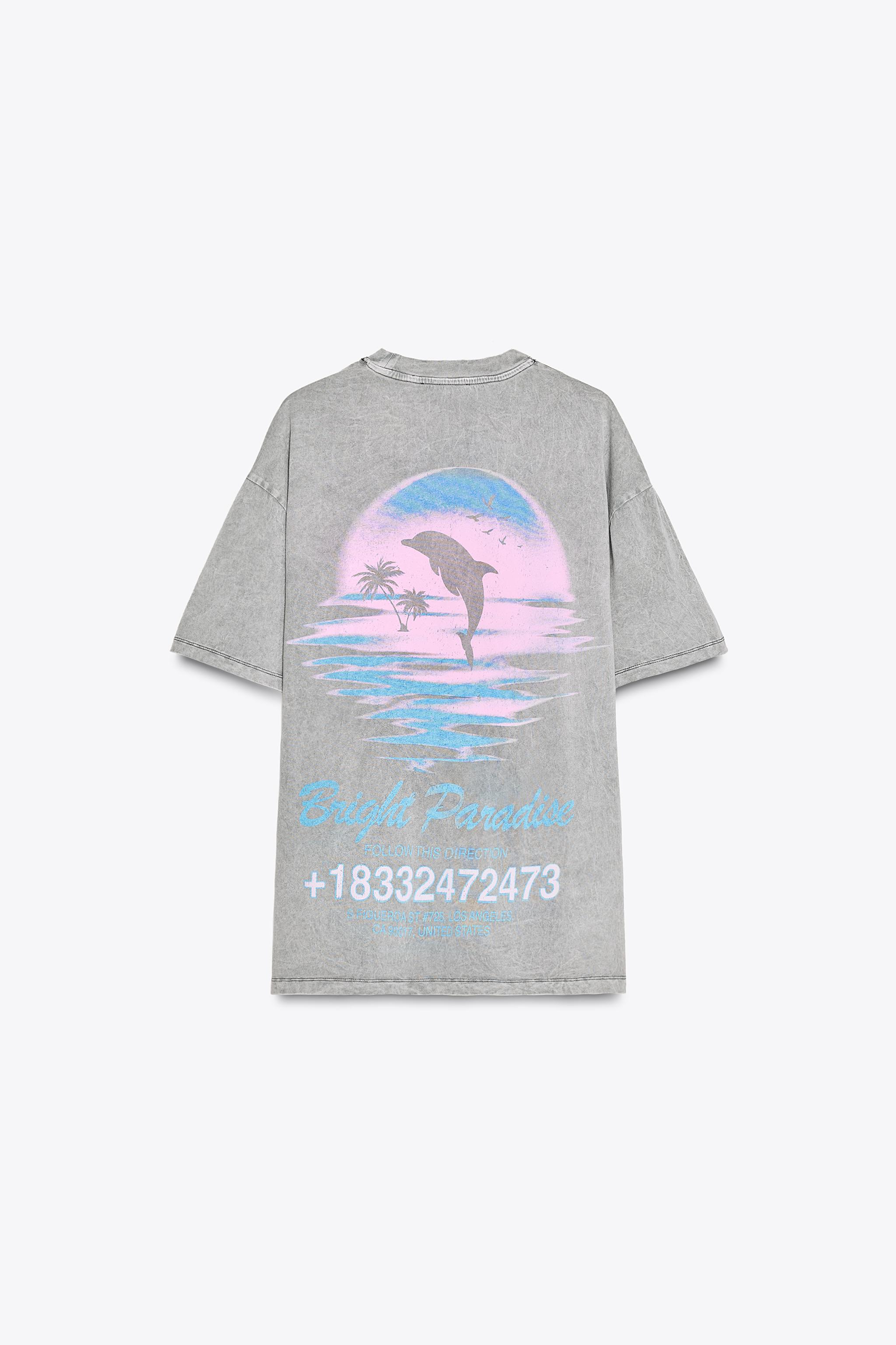 フェイドエフェクト プリント Tシャツ - カーボングレー | ZARA