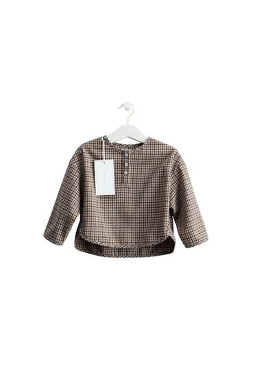 ZARA TIMELESS - توب منقوش بمربعات - مِحْمر الخاص بـ Zara