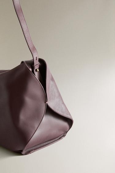 LEATHER TOTE BAG - Burgundy Red by Zara - Image 4