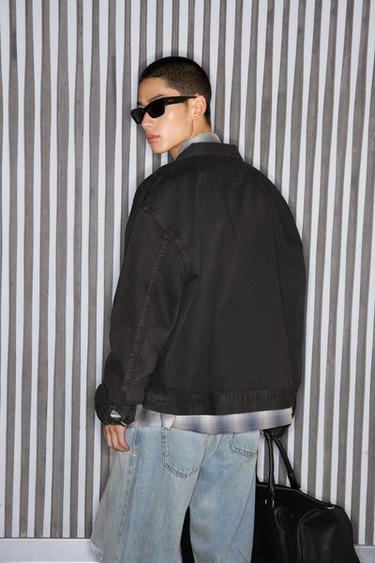 RELAXED FIT DENIM JACKET - charcoal grey by Zara