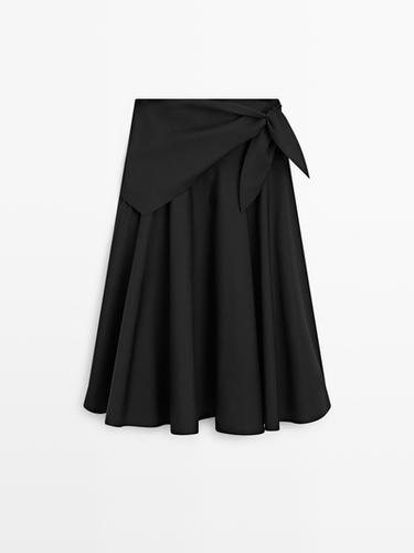 Zara Midi skirt with scarf detail - Black - Image 0