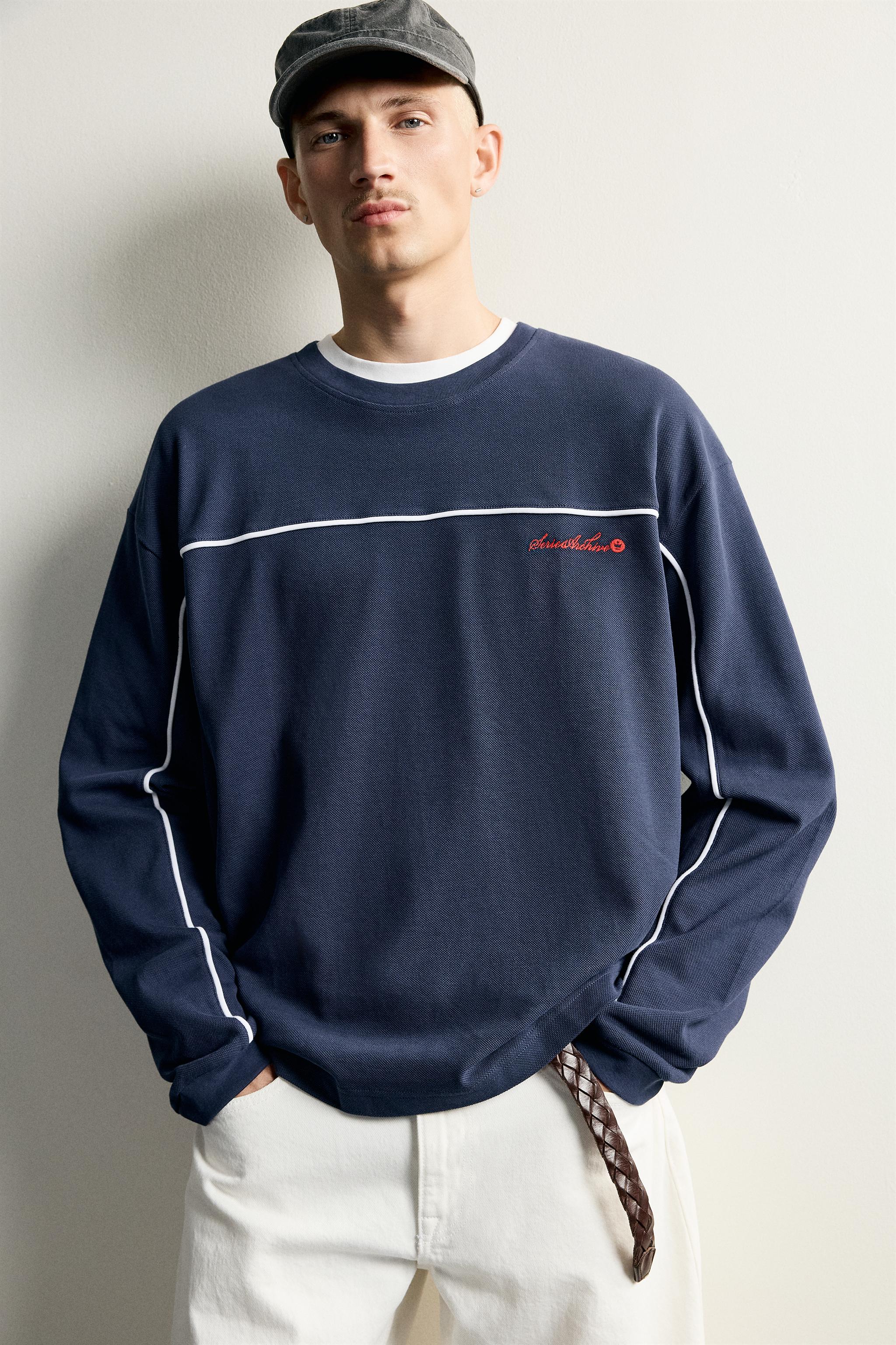 Zara KONTRAST DETAYLI DOKULU İŞLEMELİ SWEATSHIRT görsel 5