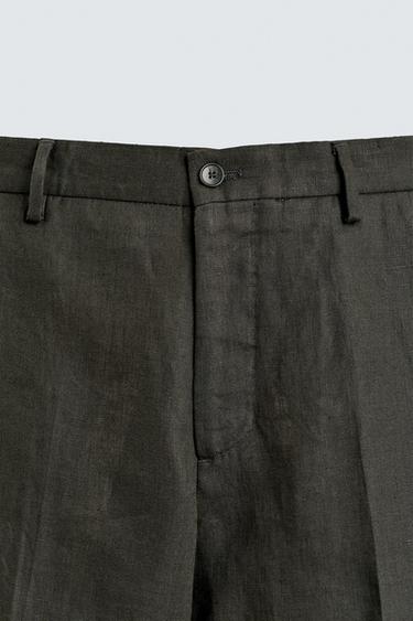 PANTALÓN TRAJE 100% LINO - Khaki de Zara