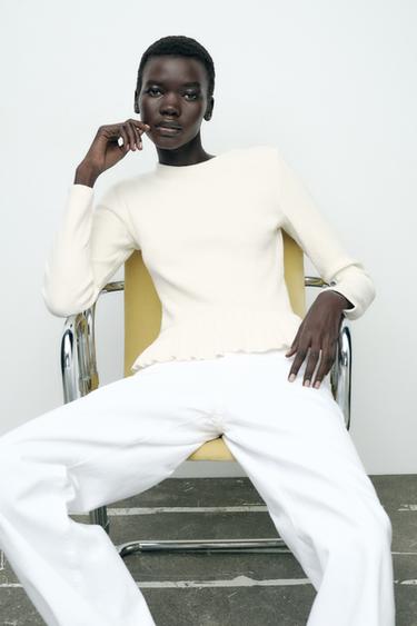 SOFT RUFFLE SWEATER - Ecru by Zara - Image 0