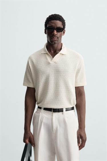 GEOMETRIC JACQUARD POLO SHIRT - Ecru by Zara