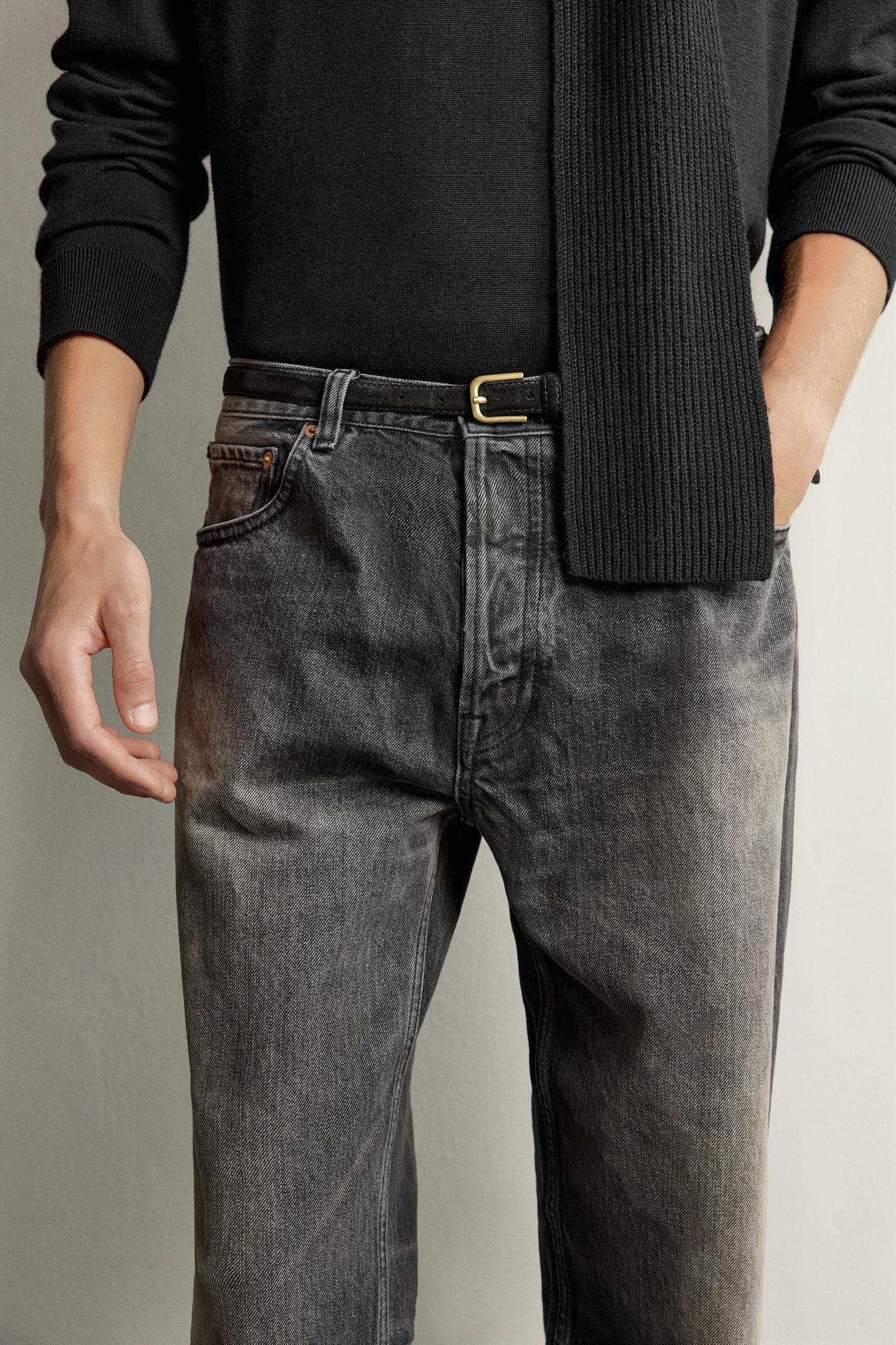 Мужские джинсы Zara Straight-Fit, цвет: Угольный — фото 5