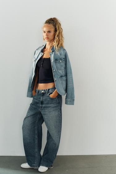 CAZADORA DENIM TRF BOLSILLOS - Azul de Zara