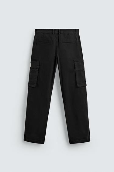 RELAXED FIT CARGO TROUSERS - Black by Zara - Image 1