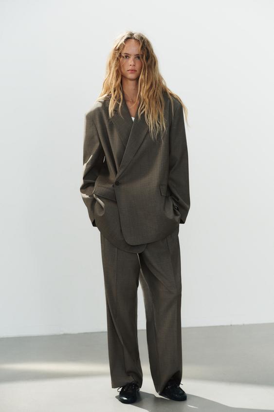 BLAZER OVERSIZE CRUZADA MULTIPOSICIÓN - Marrón de Zara - Imagen 0