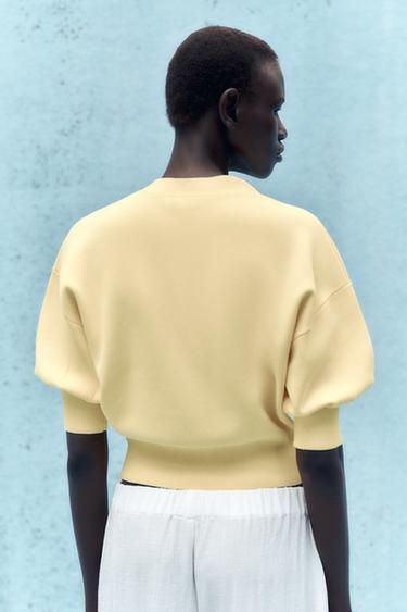 CARDIGAN WITH THREE-QUARTER SLEEVES - Yellow by Zara - Image 4
