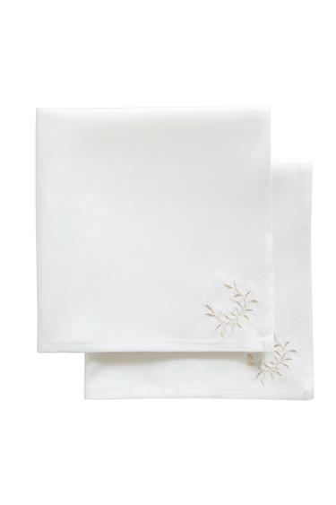 PACK OF PLANT EMBROIDERY NAPKINS (PACK OF 2) - خَام الخاص بـ Zara