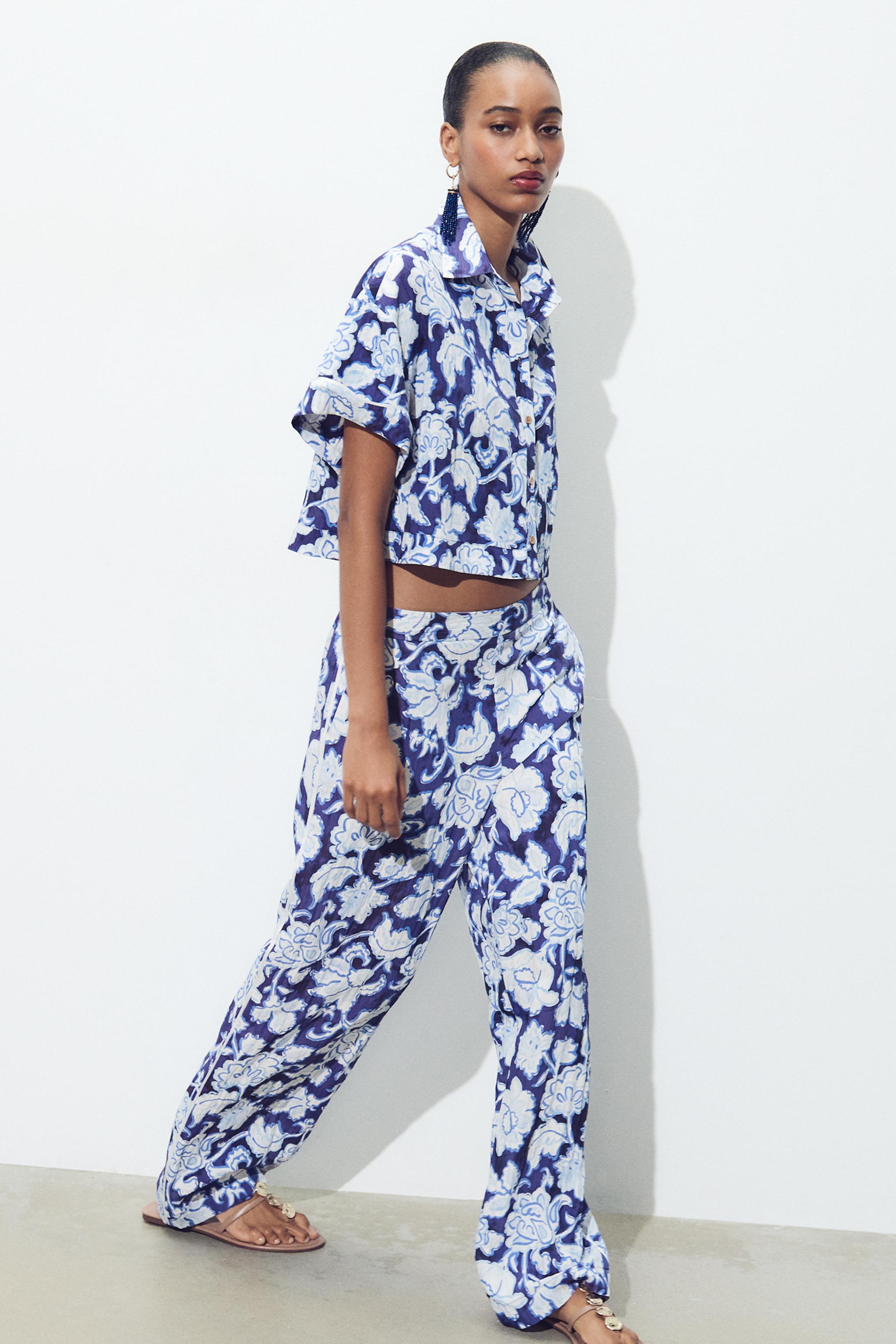 ZARA ストライプ柄クロップド丈パジャマシャツ 9024/058 ZARA - ZARA(ザラ) ストライプ柄クロップド丈パジャマシャツ