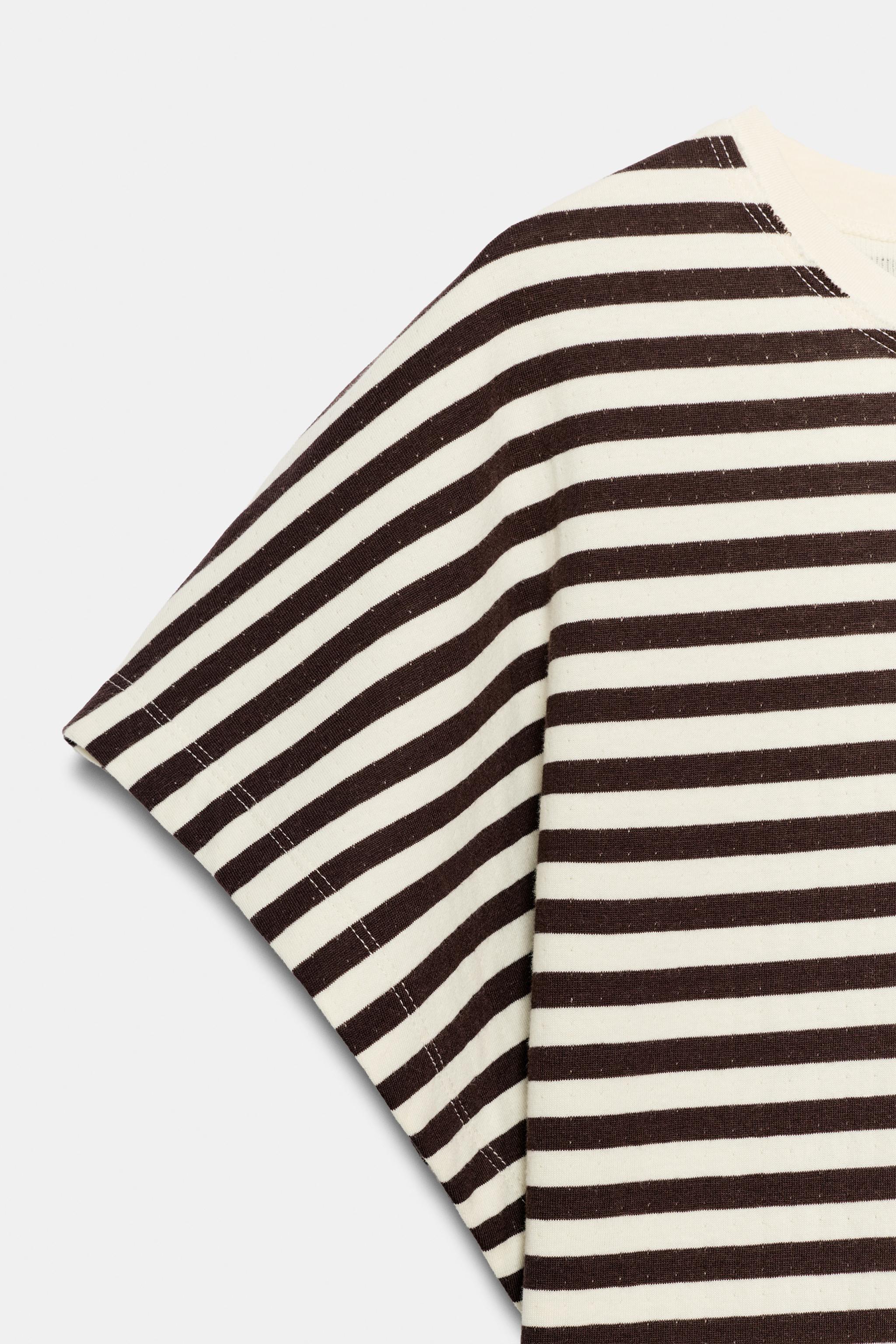 Zara BOL KOLLU ÇİZGİLİ T-SHIRT görsel 5
