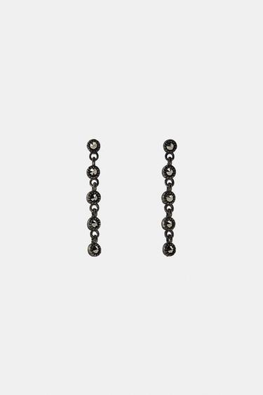 CRYSTAL BEAD DANGLE EARRINGS - Anthracite grey by Zara