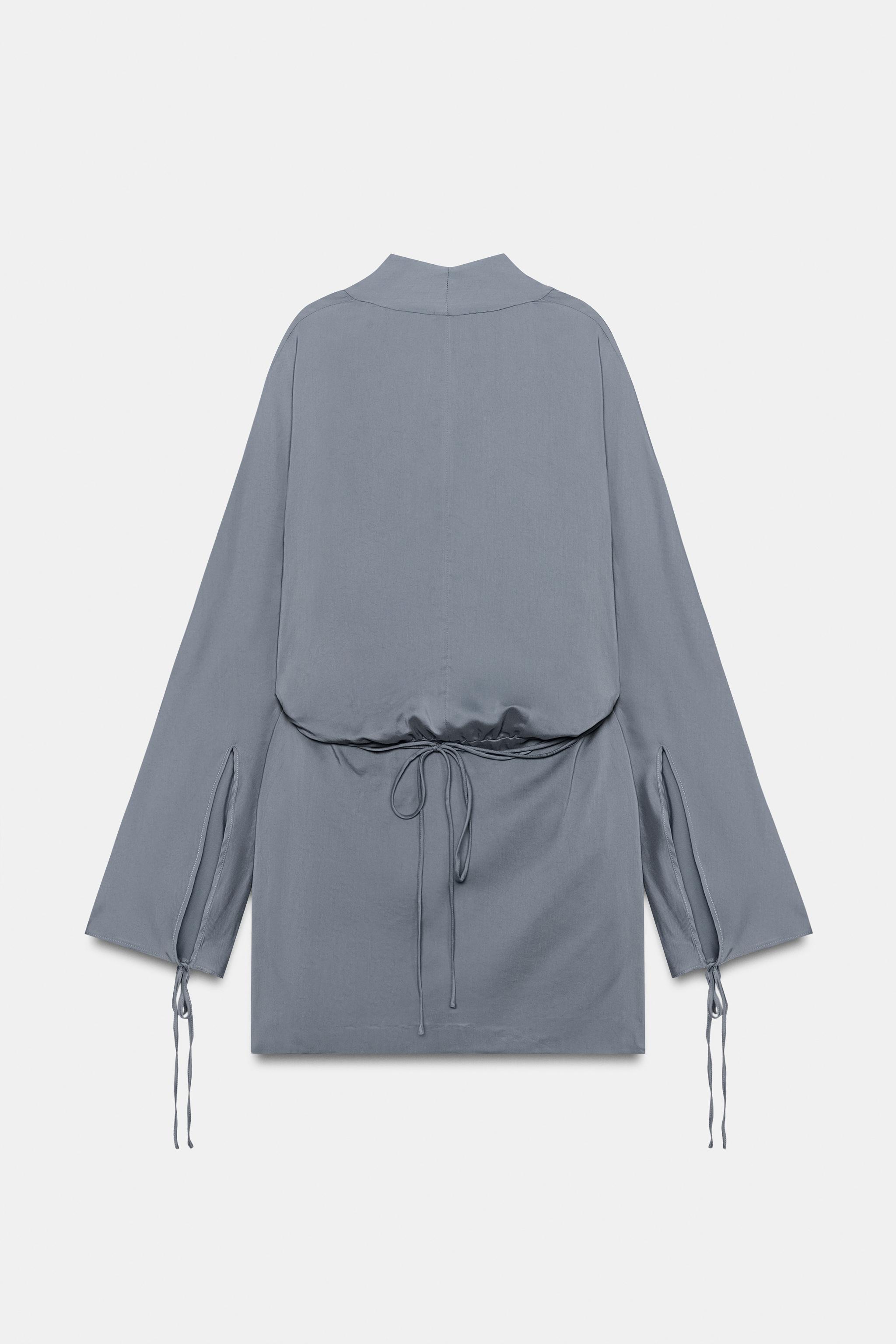 ZW COLLECTION SHORT WRAP DRESS - Blue / Gray | ZARA United States