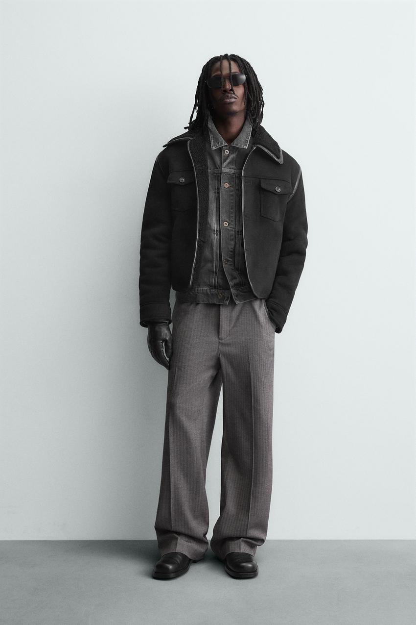 ダブルフェイス フェイクスエードジャケット - ブラック | ZARA Japan 