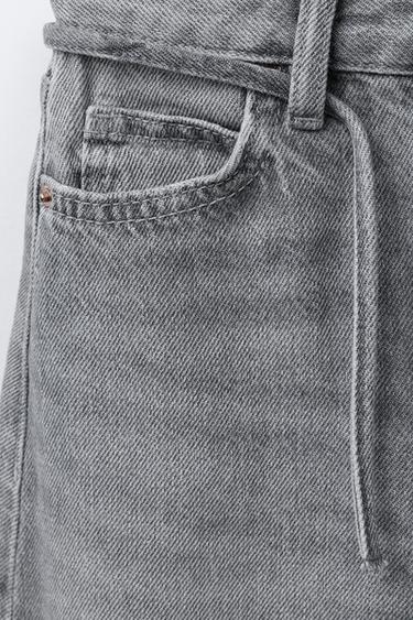 JEAN BARREL AVEC CEINTURE - Gris de Zara - Image 2