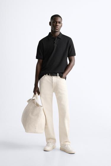 POLO COM TEXTURA - Preto da Zara - Imagem 0