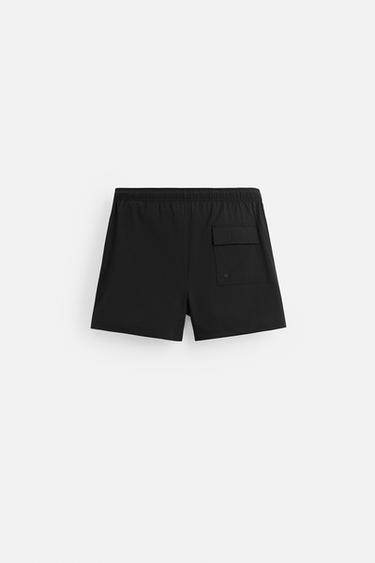 STRUCTURED MID-LENGTH SWIMMING TRUNKS - Black by Zara - Image 1