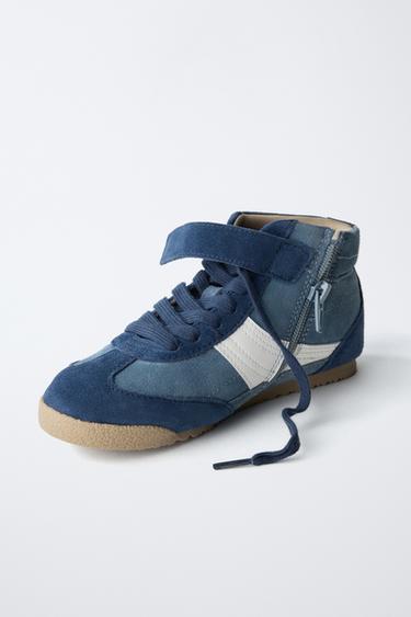 LEATHER BOXING HIGH-TOP SNEAKERS - Blue by Zara - Image 4